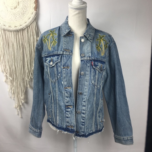 Levi's Jackets & Coats Nwt Levis Denim Boyfriend Palm Tree Jacket